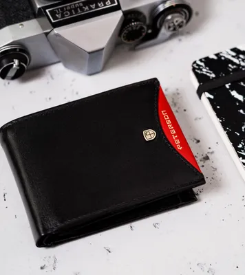 Obrázek produktu pro Pánská peněženka Peterson kožená horizontální RFID černá 11x8,5 cm