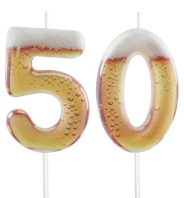 Rotwein-Geburtstagskerzen Zahl 50, 2 Stück, 11,5 cm