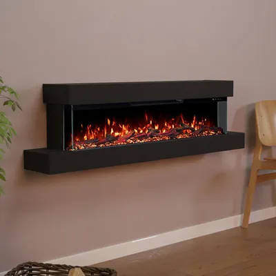 Produktbild von Glow Fire Elektrokamin 'Cobalt Wall 42' | Multicolor LED Wandkamin mit Heizung in schwarz (1800W) | HxBxT: 39x137x21 cm