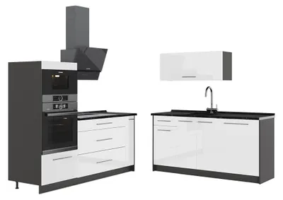 Obrázok produktu pre Kuchyňa Vicco Fame-Line Biely vysoký lesk/antracitová 340 cm bez pracovnej dosky, Model 63684