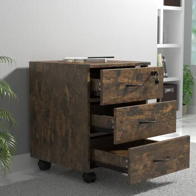 Produktbild von VCM Rollcontainer | Beistellcontainer mit drei Schubladen | Maße ca. H. 55 x B. 40 x T. 44 cm | Bürocontainer abschließbar - Baula L
