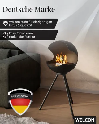 Produktbild von Bioethanol Kamin & Fireplace Esbjerg | Ethanol Standkamin in schwarz | Sicherheitsbrenner