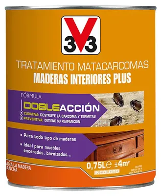 Image de V33 Traitement Anti-vrilettes 750ml éradique Vrillettes Et Larves, Préventif Et Curatif - V33