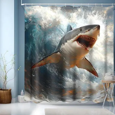 Image de Rideau de douche imperméable - anti-moisissure - 1 pièce - polyester - 180 x 200 cm