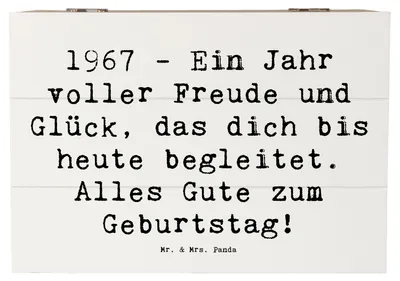 Produktbild von Mr. & Mrs. Panda Box Spruch 1967 Geburtstag Freude 22 x 15 cm - Weiß - Geschenk, Erinnerungen, glückliches Jahr, Holzkiste mit Deckel, Jahrestag, schmuckkiste, Kiste