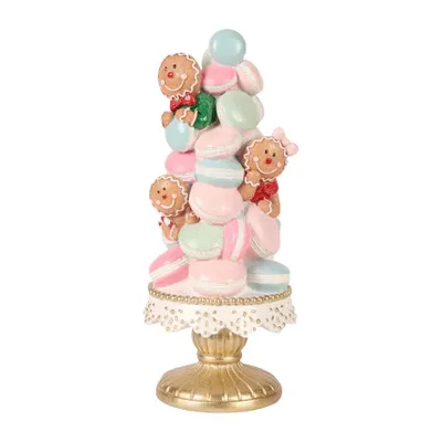 Image de Sculpture de gâteau décorative de style baroque néerlandais, rose, de 27 cm – Objet décoratif en résine, présenté sur un socle
