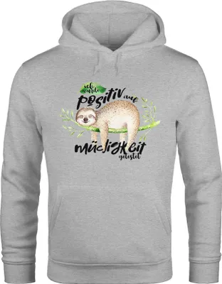 Produktbild von Hoodie Herren Faultier Ich wurde positiv auf Müdigkeit getestet Sloth Kapuzen-Pullover Moonworks® grau 3XL