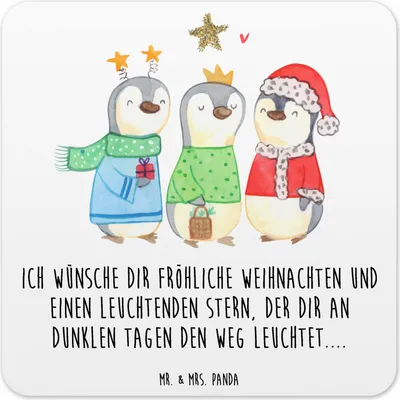 Produktbild von Mr. & Mrs. Panda Untersetzer für Gläser Winterzeit Heilige drei Könige 10er Set - Weiß - Geschenk, Glas-Untersetzer, Weihnachtsmann, Winter, Tischuntersetzer, Weihnachten