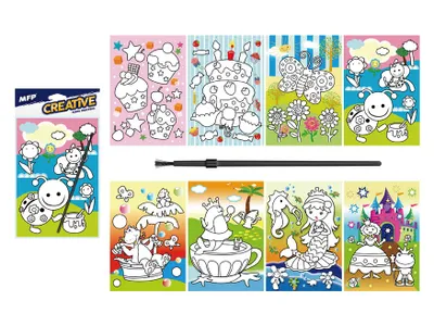Obrázek produktu pro Malování vodou - kartonový list + štětec 150x210mm mix č.1