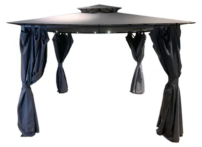 Produktbild von Pavillon 4.0x2.67m, grau-schwarz, mit integriertem Moskitonetz, Sonnenschutz
