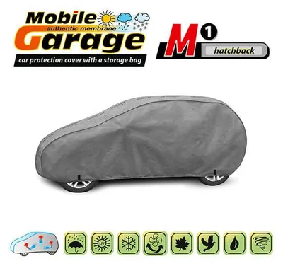 Obrázok produktu pre Kvalitný krycí plášť Kegel, séria Mobile Garage, veľkosť M1 pre hatchback, 355–380 cm x 126–136 cm, sivý