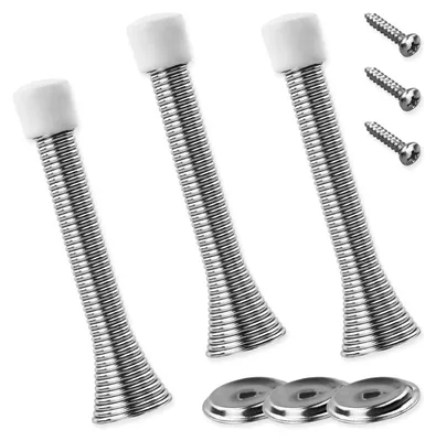 Imagen del producto de Juego de topes para puertas, de 3 piezas, de metal, con goma antideslizante, para puertas y paredes