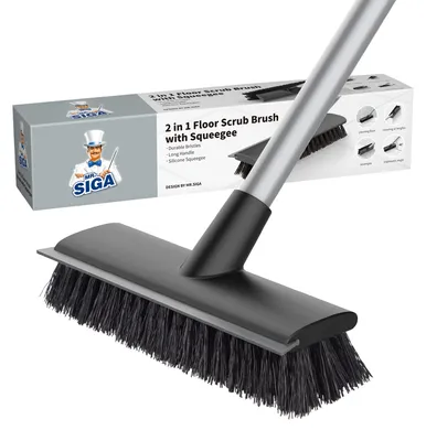 Productafbeelding van Vloerschrobbenborstel met Lange Steel, 2 in 1 Schoonmaaktool