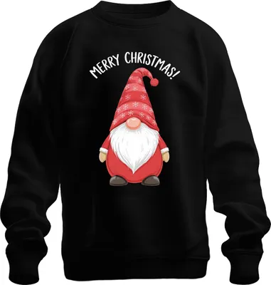 Produktbild von Merry Christmas! Weihnachtsgnom Wichtel Weihnachten Schneeflocken Uni Sweatshirt Pullover, Schwarz, XXL
