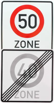 Produktbild von Original 2 x Verkehrsschild Ende 40 Zone 50 Zone Verkehrszeichen Straßenschild Geburtstagschild Temposchild Zonenschild Schilder RA1 274.2-54 274.1-55