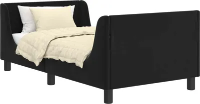 Produktbild von vidaXL Kinderbettgestell mit Kopfteil Schwarz 80 x 160 cm Samt