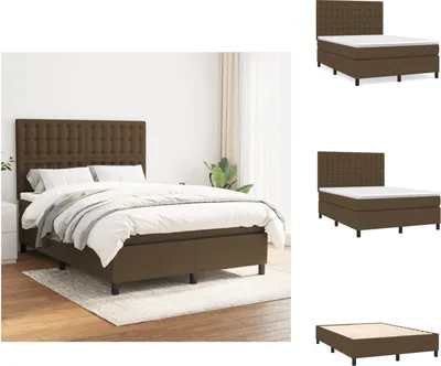 Produktbild von vidaXL Boxspringbett mit Matratze Dunkelbraun 140x200 cm Stoff -  Betten & Bettgestelle