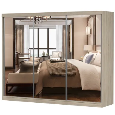 Image de MILAN Armoire à portes coulissantes Armoire 250cm Sonoma/Sonoma avec miroirs et tiroirs