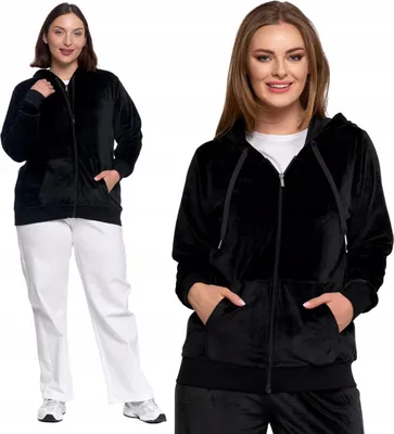 Produktbild von Damen Samt Sweatshirt Classic Smooth mit Kapuze Reißverschluss MORAJ S