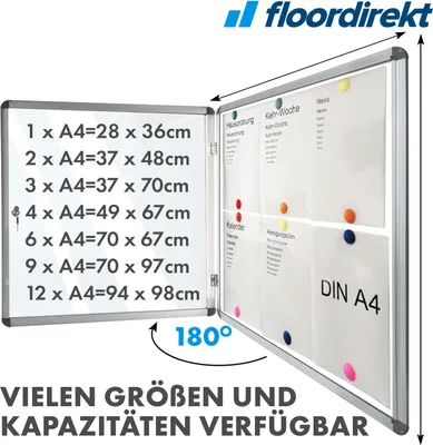 Immagine prodotto di Vetrina Premium per interni 3 x A4 con 6 magneti Pannello posteriore magnetico e scrivibile