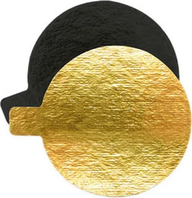 Produktbild von 10 individuelle runde Kuchenstützen - Gold und Schwarz Ø8cm