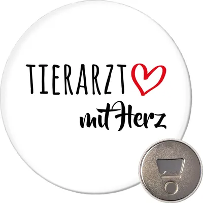 Produktbild von Huuraa Magnet Tierarzt mit Herz 59mm Kühlschrankmagnet rund Flaschenöffner Geschenkidee