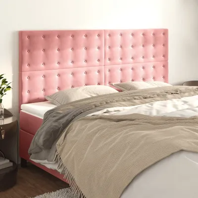 Produktbild von The Living Store Kopfteile 4 Stk. Rosa 100x5x78/88 cm Samt