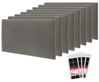 Produktbild von STEGU Polsterpaneel-Set 8× Rechteck 60x30 cm inkl. Klettband Kopfteil Schlafzimmer Grau