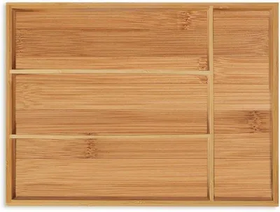 Produktbild von Famanu Besteckbox aus Bambus, mit 4 Fächern, kompakt für Besteck und Küchenutensilien, 5 x 26 x 35,5 cm