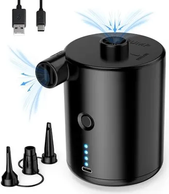Produktbild von Elektrische Luftpumpe, 4000 mAh Batteriepumpe 3 Düsen Matratze, Pool, Paddeln wiederaufladbarer Schnellinflation/Deflation