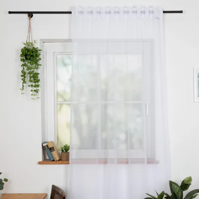 Produktbild von Gardinenstoff Meterware Stores Voile uni weiß transparent 260cm Höhe