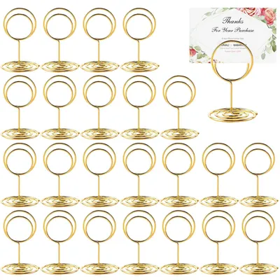 24 Tischkartenhalter gold, Menükartenhalter mit Klammern