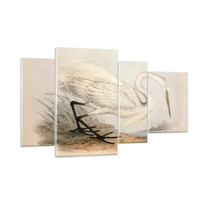 Produktbild von Bilder auf glas - 4 Teile - Vogel Weiß Reiher - 120x70cm - Glasbilder - Wandbilder - Bilder - zum Aufhängen bereit - Wanddekoration aus Glas - Glas Bilder - Wandbild auf Glas - GDL120x70-4979