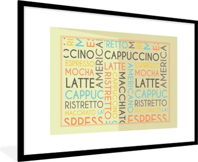 Produktbild von MuchoWow® MuchoWow® Gerahmtes Poster "Espresso, Latte, Cappuccino" - Kaffee - Sprichwörter - Zitate 90x60 cm - Poster mit zchwarzem Bilderrahmen - Wanddekoration - Fotos