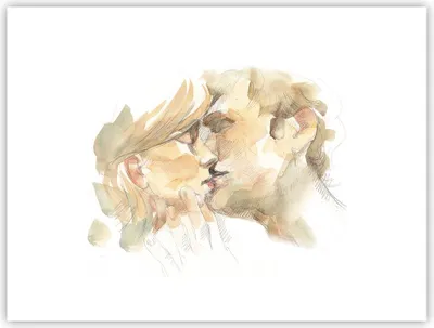Produktbild von Poster - Poster ohne Rahmen - Kuss Paar Liebe - 40x30 cm - Wand Bild - Wanddeko - Wandbilder - Kunstposter - Wandposter - Bilder - Kunstdruck - Wanddekoration - Wandbild - P2XAA40x30-5005