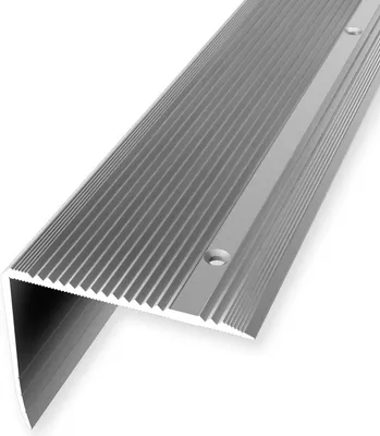 Produktbild von Treppenkantenprofil 55 x 70 x 1000 mm Treppenkante Winkelleiste Treppenprofil Aluminium eloxiert Geriffelt Versenkt Gebohrt Silber Küberit