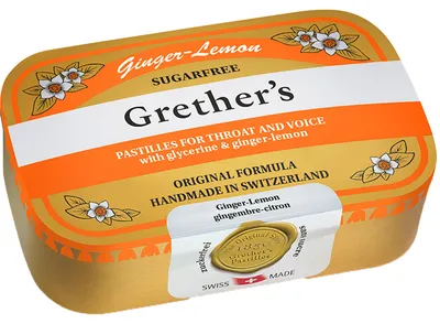 Produktbild von Grether’s Pastilles 7614700040254, Zitrone, Lutscher, Gelb, 110 g, Gluten, Milchzucker, Zucker, 999 kJ