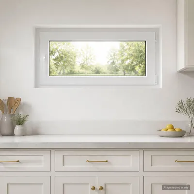 Immagine prodotto di Finestra a vasistas, lato interno, colore bianco, modello RISOR, dimensioni 100 x 55 cm