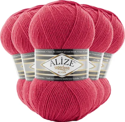 Produktbild von 5 x 100g Strickgarn Alize Superlana Klasik 25% Wolle, Farbwahl