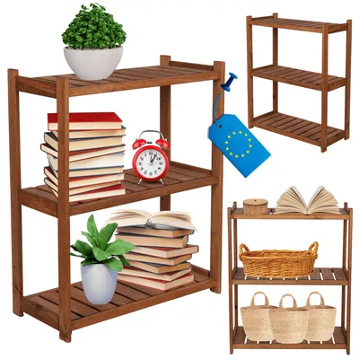 Produktbild von MODO24 Holzregal, 3 Fachböden, Standregal, Allzweckregal, Vorratsregal, Haushaltsregal, Keller, Massivholz Kiefer, 85,8x70x33 cm, Braun, LSR
