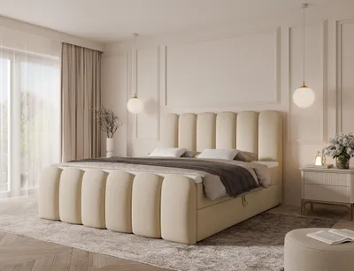 Produktbild von Emlar Boxspringbett Cuddle 160x200 - Komplett-Set mit Matratze und Topper - Polsterbett mit Bettkästen - Boxspringbett Beige (Magic Velvet 2250)