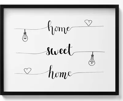 Produktbild von Inschrift an einer Wohnung „Home, sweet home“– Wandbild mit Rahmen – Gerahmtes Bild – Wanddekoration – 80x60 cm – Schwarz Rahmen