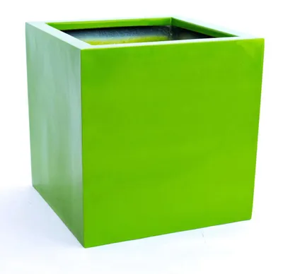 Elegant Einrichten | Pflanzkübel | Fiberglas | quadratisch | 30x30x30cm | hochglanz avocado grün.