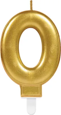 Produktbild von Metallic Gold Zahlenkerze 0 für Geburtstag & Jubiläum