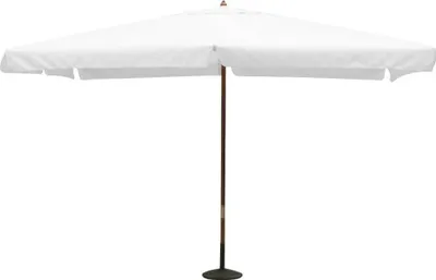 Immagine prodotto di Milani Home - ombrellone da giardino 3 x 4 m palo centrale in legno, telo bianco in poliestere, per terrazzo, bar, ristorante e hotel