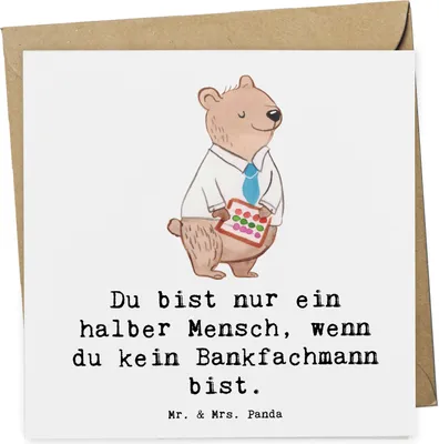 Produktbild von Mr. & Mrs. Panda Grußkarte Bankfachmann Herz - Weiß - Geschenk, doppelkarte, Glückwunschkarte, Bänker, Ausbildung, Klappkarte, anlasskarte, faltkarte, Beruf, Spruch