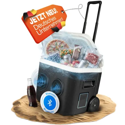 Produktbild von 52L Kühlbox mit Rollen & Bluetooth Lautsprecher für Camping Festivals