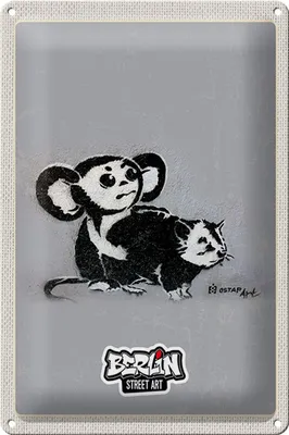Produktbild von Blechschild Reise 20x30cm Berlin Hauptstadt Street Art Affen