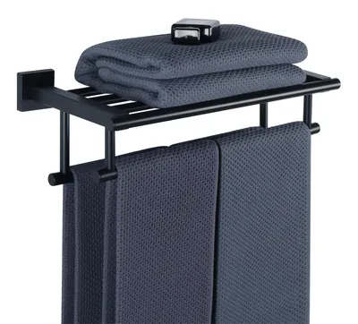 Image de Porte-serviettes mural, 40 cm - Double porte-serviettes avec finition noir mat