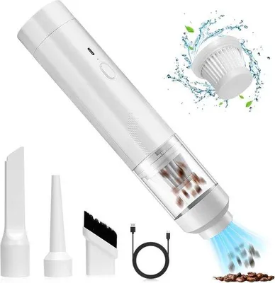 Immagine prodotto di Aspirapolvere portatile da 9000 Pa, ricaricabile tramite USB, bianco, leggero, ideale per animali domestici